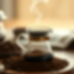 Traditional Turkish coffee pot with coffee grounds