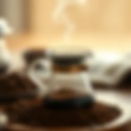 Traditional Turkish coffee pot with coffee grounds