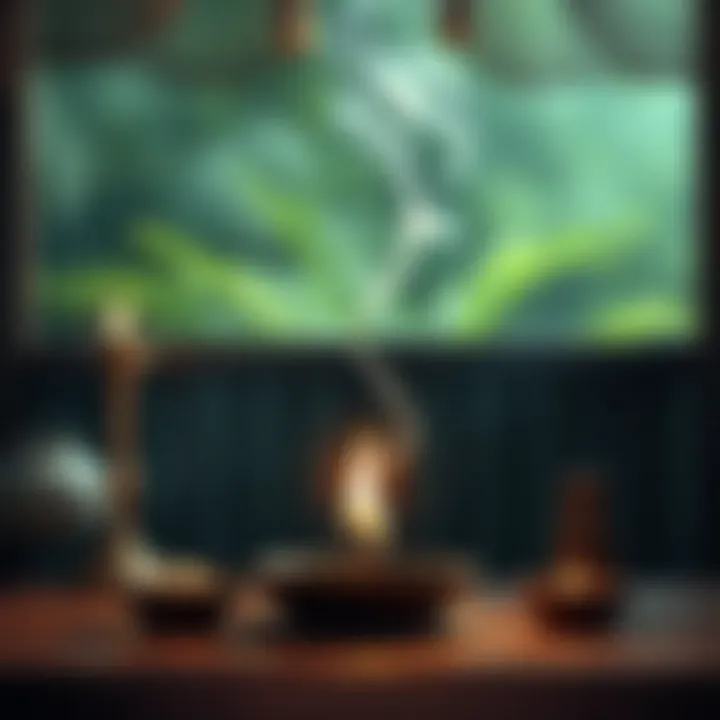 A serene space with incense smoke gently rising