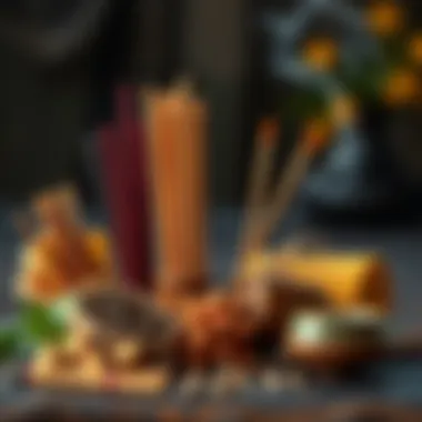 A variety of incense sticks arranged artistically