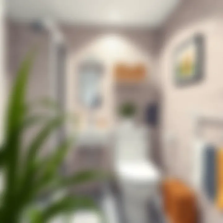 Compact Bathroom with Functional Storage Functional storage solutions in a compact bathroom