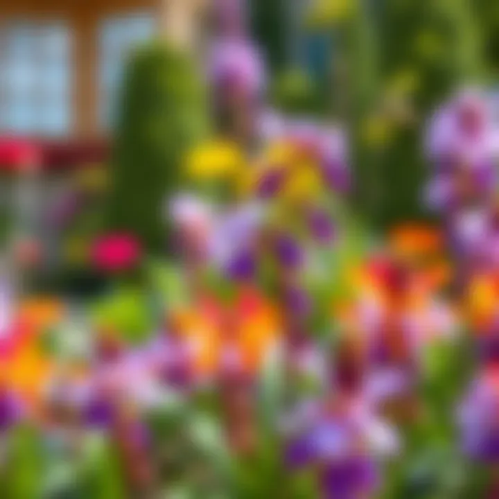 Violet-like flower in a vibrant garden setting