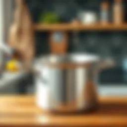 A gleaming stainless steel pot after cleaning