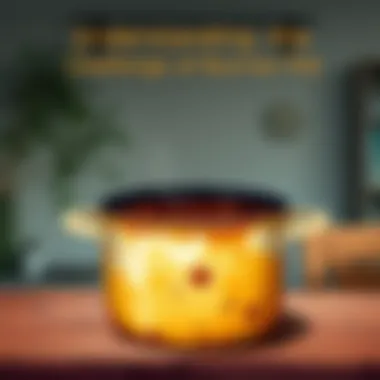 A burnt pot showcasing tough stains on the bottom.