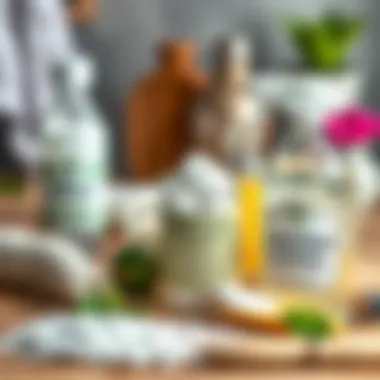 Natural cleaning ingredients like baking soda and vinegar.