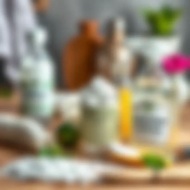 Natural cleaning ingredients like baking soda and vinegar.