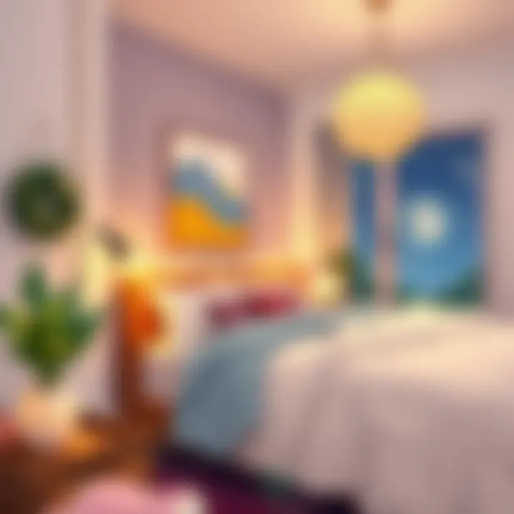 Cozy atmosphere with warm lighting in the bedroom