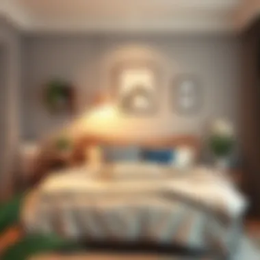 Stylish bed arrangement with optimal space usage