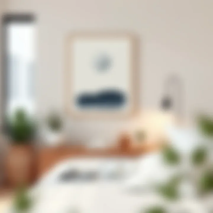 Minimalist artwork enhancing bedroom space