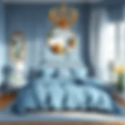 Elegant bedroom with calming blue bedding