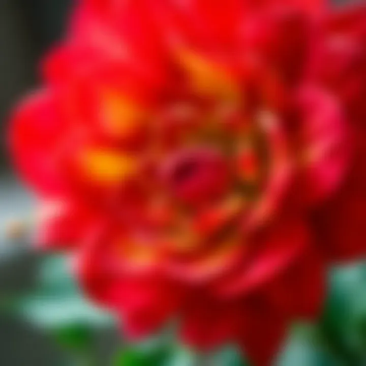 Close-up of a vibrant artificial flower symbolizing remembrance