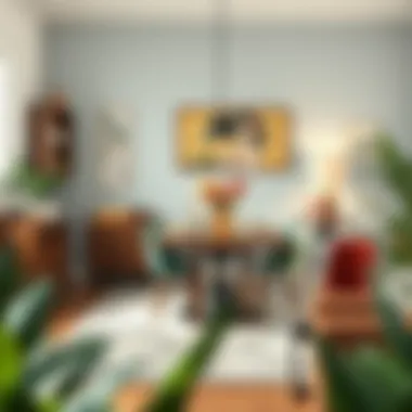 Chic dining area with artistic furniture