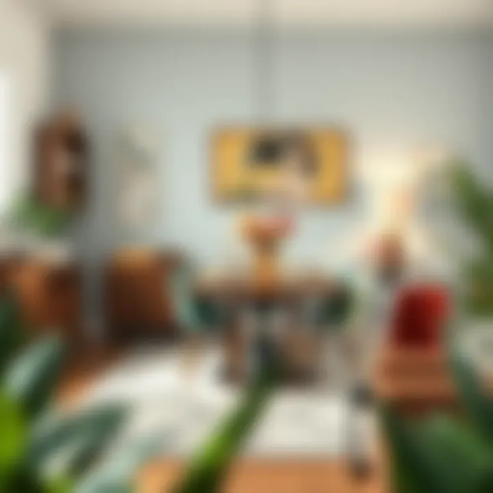 Chic dining area with artistic furniture