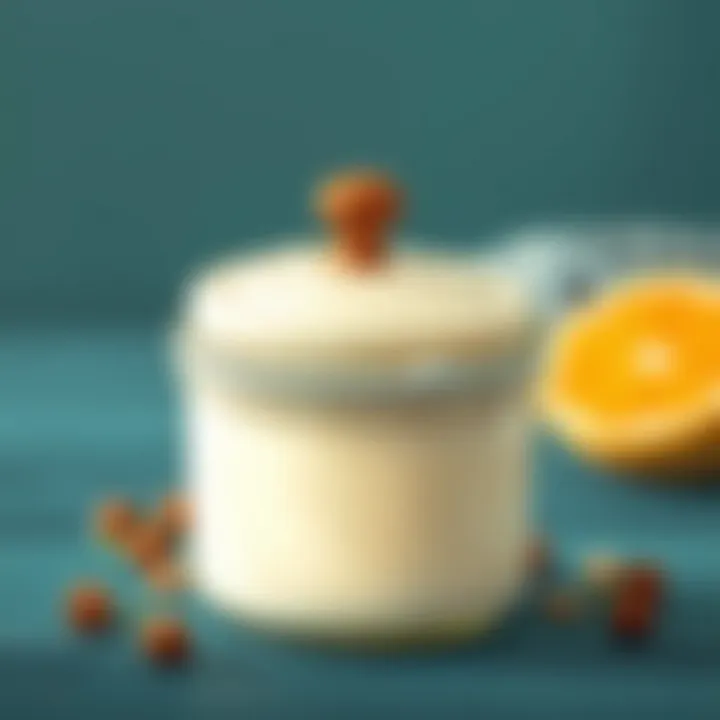 A lid placed on a yogurt jar